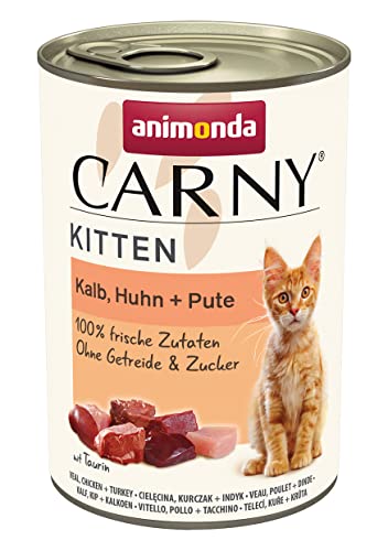 animonda Carny Kitten Nassfutter für Katzen, Katzenfutter Dosen nass für Kitten, Kalb, Huhn + Pute 12 x 400 g von animonda Carny