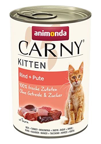 animonda Carny Kitten Nassfutter für Katzen, Katzenfutter Dosen nass für Kitten, Rind + Pute 12 x 400 g von animonda Carny