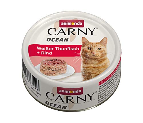 animonda Carny Ocean Katzenfutter, Nassfutter für Katzen, Weißer Thunfisch + Rind, 12 x 80 g von animonda Carny