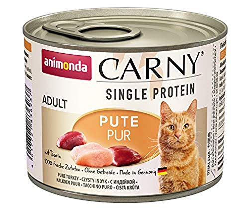 animonda Carny Single Protein adult Katzenfutter, Nassfutter für ausgewachsene Katzen, Pute Pur, 6 x 200 g von animonda Carny