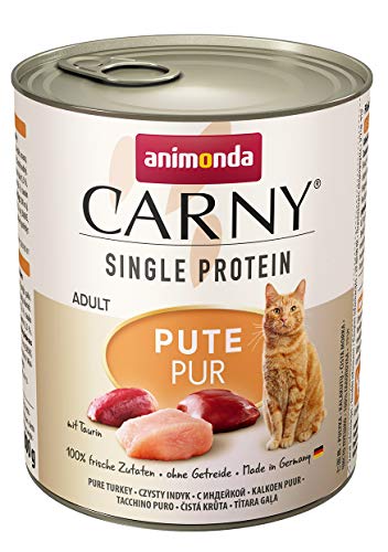 animonda Carny Single Protein adult Katzenfutter, Nassfutter für ausgewachsene Katzen, Pute Pur, 6 x 800 g von animonda Carny