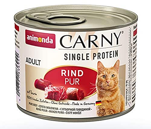 animonda Carny Single Protein adult Katzenfutter, Nassfutter für ausgewachsene Katzen, Rind Pur, 6 x 200 g von animonda Carny