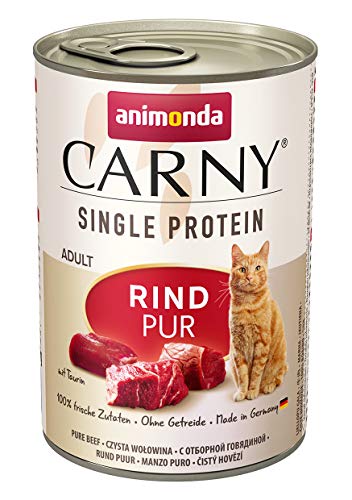 animonda Carny Single Protein adult Katzenfutter, Nassfutter für ausgewachsene Katzen, Rind Pur, 6 x 400 g von animonda Carny