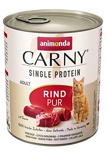 animonda Carny Single Protein adult Katzenfutter, Nassfutter für ausgewachsene Katzen, Rind Pur, 6 x 800 g von animonda Carny
