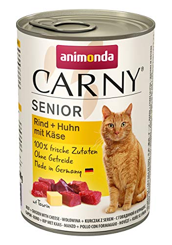 animonda Carny Katzenfutter Senior, Nassfutter für Katzen ab 7 Jahren, Rind + Huhn mit Käse, 6 x 400 g von animonda Carny