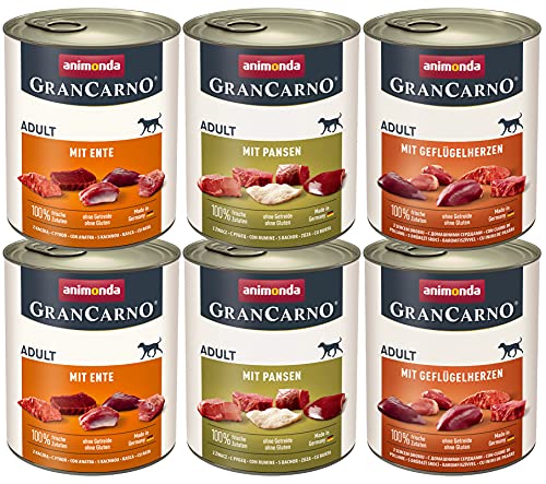 animonda Gran Carno Adult Hundefutter Nass, Nassfutter für erwachsene Hunde, Deftige Variation, 6 x 800 g von animonda GranCarno