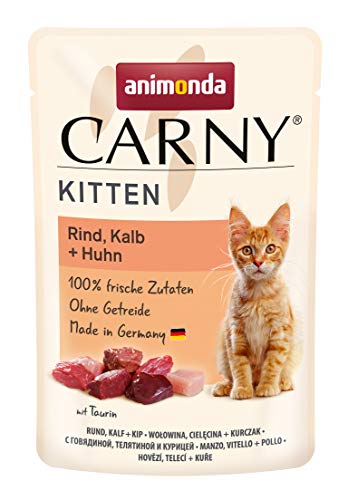 animonda Carny Kitten Katzenfutter, Nassfutter Katzen bis 1 Jahr, Rind, Kalb + Huhn, 12 x 85 g von animonda Carny