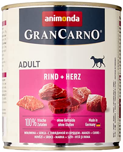 animonda Gran Carno adult Hundefutter, Nassfutter für erwachsene Hunde, Rind + Herz, 6 x 800 g von animonda Vom Feinsten