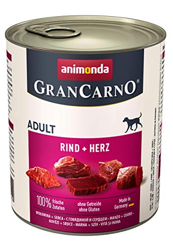 animonda Gran Carno adult Hundefutter, Nassfutter für erwachsene Hunde, Rind + Herz, 6 x 800 g von animonda Vom Feinsten