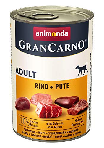 animonda Gran Carno adult Hundefutter, Nassfutter für erwachsene Hunde, Rind + Pute, 6 x 400 g von animonda Vom Feinsten