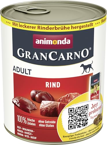 Animonda GranCarno Hundefutter, Nassfutter für erwachsene Hunde, Rindfleisch pur, 800g von Grancarno