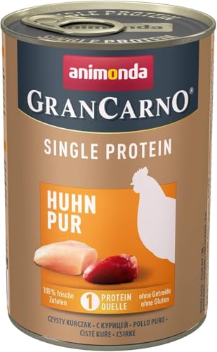 animonda GranCarno Hunde Nassfutter Single Protein Huhn pur (6 x 400g), getreidefreies Hundenassfutter ohne Zucker, für ausgewachsene Hunde, mit frischen fleischigen Zutaten von Grancarno