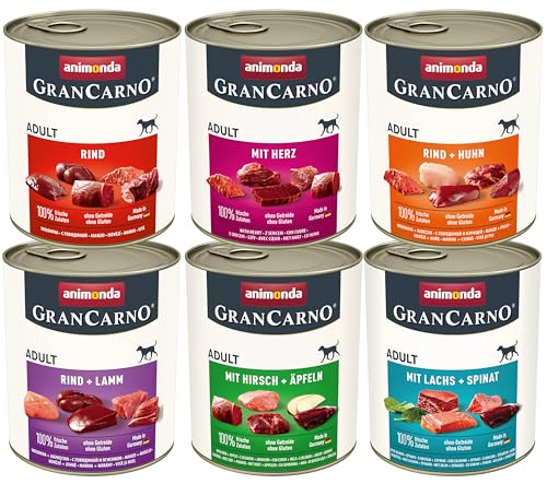 animonda GranCarno Adult Hundefutter Nass, Nassfutter für Hunde erwachsen Herzhafte Variation II 1 x 6 x 800 g von animonda GranCarno