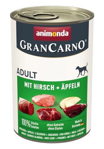 animonda GranCarno Adult Hundefutter Nass, Nassfutter für Hunde erwachsen mit Hirsch + Äpfeln 6 x 400 g von animonda GranCarno