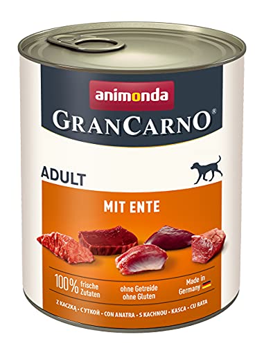GranCarno Hunde Nassfutter mit Ente (6 x 800 g), Hundefutter nass ohne Getreide und Zucker von animonda, für ausgewachsene Hunde, mit frischen fleischlichen Zutaten von Grancarno
