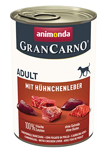 animonda GranCarno Adult Nassfutter für Hunde, Hundenassfutter für Erwachsene Hunde, mit Hühnchenleber 12 x 400 g von animonda GranCarno