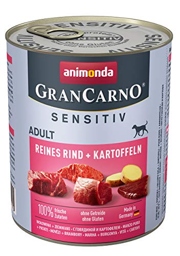 animonda GranCarno Hundefutter Adult Sensitiv, Nassfutter für ausgewachsene Hunde, Reines Rind + Kartoffeln, 6 x 800 g von animonda Vom Feinsten