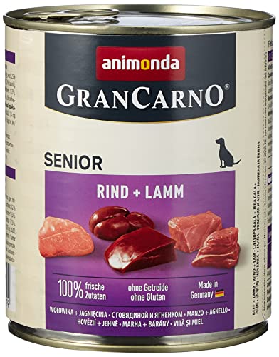 animonda GranCarno Hundefutter Senior, Nassfutter für ältere Hunde ab 7 Jahren, Rind - Lamm, 6 x 800 g von animonda Vom Feinsten