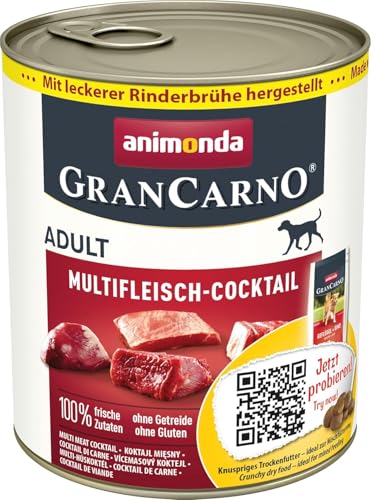 animonda GranCarno Hundefutter, Nassfutter für erwachsene Hunde, verschiedene Sorten 6 x 800 g Multi-Fleischcocktail von Grancarno