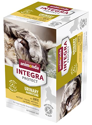 Animonda INTEGRA PROTECT Adult Urinary Oxalstein Nassfutter Katze, hochwertiges Premiere Katzenfutter Nass getreidefrei , Diätfuttermittel für Katzen mit Harnsteinen, mit Ente, 6 x 100g von animonda Vom Feinsten