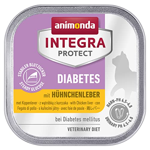 animonda Integra Protect Diabetes Katze, Diät Katzenfutter, Nassfutter bei Diabetes mellitus, mit Hühnchenleber, 16 x 100 g von animonda INTEGRA PROTECT