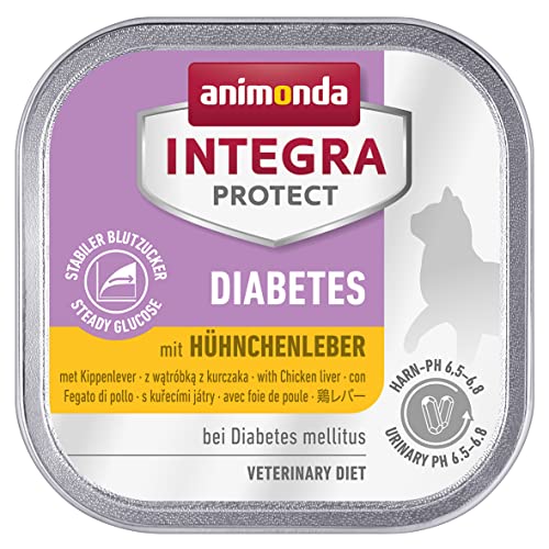 animonda Integra Protect Diabetes Katze, Diät Katzenfutter, Nassfutter bei Diabetes mellitus, mit Hühnchenleber, 16 x 100 g von Animonda Integra Protect