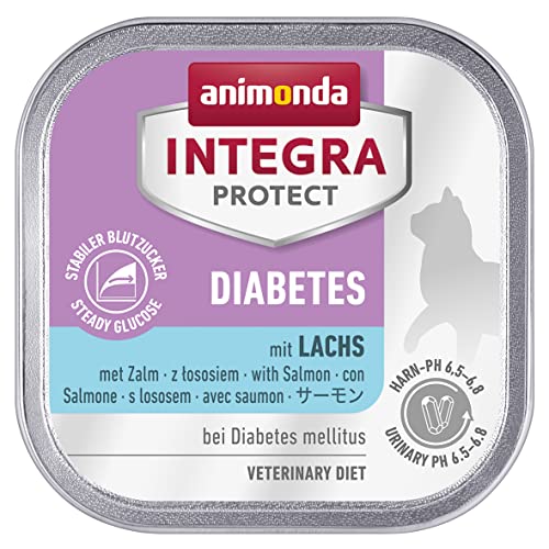 animonda Integra Protect Diabetes Katze, Diät Katzenfutter, Nassfutter bei Diabetes mellitus, mit Lachs, 16 x 100 g von Animonda Integra Protect