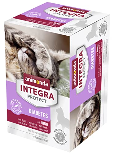 animonda Integra Protect Diabetes Katze, Diät Katzenfutter, Nassfutter bei Diabetes mellitus, mit Rind, 6 x 100 g von Animonda Integra Protect