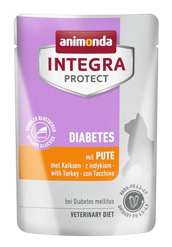 animonda Integra Protect Diabetes Katze, Diät Katzenfutter im Beutel, Nassfutter bei Diabetes mellitus, mit Pute, 24 x 85 g von Animonda Integra Protect