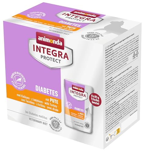 animonda Integra Protect Diabetes Katze, Diät Katzenfutter im Beutel, Nassfutter bei Diabetes mellitus, mit Pute, 8 x 85 g von Animonda Integra Protect