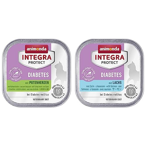 animonda Integra Protect Diabetes Katze, Diät Katzenfutter & Diabetes Katze, Diät Katzenfutter, Nassfutter bei Diabetes mellitus, mit Lachs, 16 x 100 g von Animonda Integra Protect