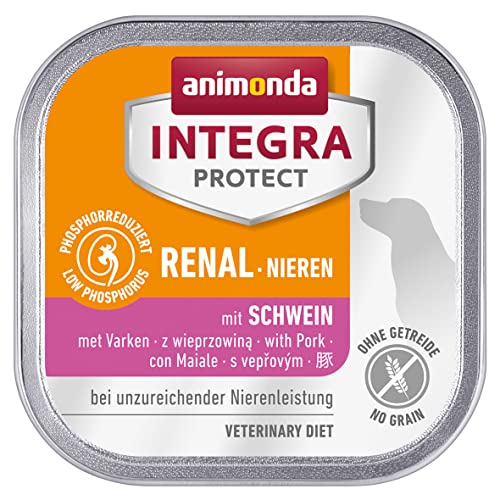 animonda INTEGRA PROTECT Hundefutter nass Renal (Niere) mit Schwein (11 x 150g), von Veterinären empfohlen bei Niereninsuffizienz, Hochwertiges Diätalleinfutter für Hunde gegen Nierenprobleme von Animonda Integra Protect