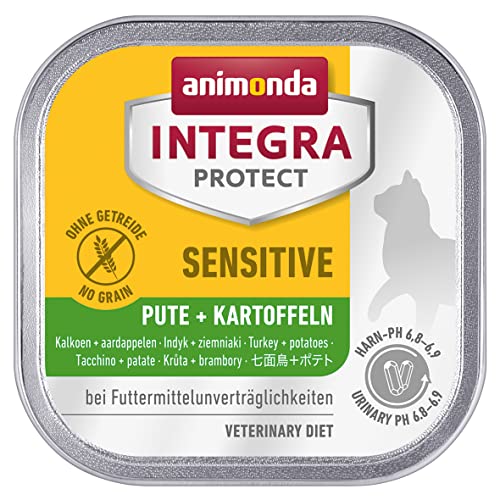 animonda Integra Protect Katze Sensitive, Diät Katzenfutter, Nassfutter bei Futtermittelallergie, mit Pute + Kartoffel, 16 x 100 g von Animonda Integra Protect