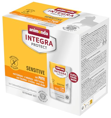 animonda INTEGRA PROTECT Katzenfutter nass Sensitive mit Pute (8 x 85g), vom Tierarzt empfohlen bei Futtermittelallergie, mit Veterinären entwickeltes Diätalleinfutter für erwachsene Katzen von Animonda Integra Protect