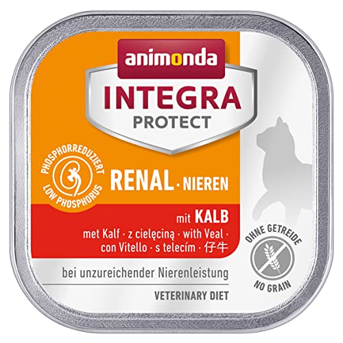 animonda Integra Protect Nieren Katzen, Nassfutter bei Niereninsuffizienz, mit Kalb, 16 x 100 g von Animonda Integra Protect