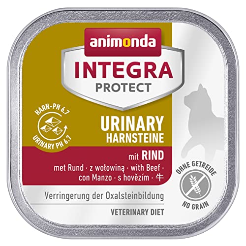 animonda Integra Protect Adult Urinary Oxalstein Katze Nass, hochwertiges Premiere Katzenfutter Nass getreidefrei , Diätfuttermittel für Katzen mit Harnsteinen, mit Rind, 16 x 100g von Animonda Integra Protect