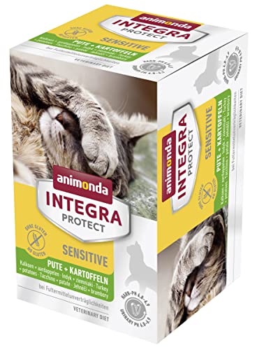 animonda Integra Protect Katze Sensitive, Diät Katzenfutter, Nassfutter bei Futtermittelallergie, mit Pute + Kartoffel, 6 x 100 g von Animonda Integra Protect
