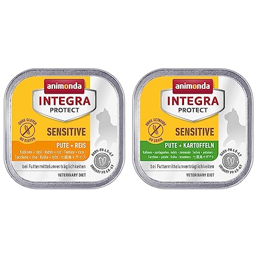 animonda Integra Protect Katze Sensitive & animonda Integra Protect Katze Sensitive, Diät Katzenfutter, Nassfutter bei Futtermittelallergie, mit Pute + Kartoffel, 16 x 100 g von animonda Integra Protect Sensitive Katze