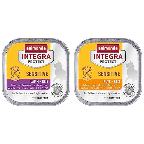 animonda Integra Protect Katze Sensitive & animonda Integra Protect Katze Sensitive, Diät Katzenfutter, Nassfutter bei Futtermittelallergie, mit Pute + Reis, 16 x 100 g von animonda Integra Protect Sensitive Katze