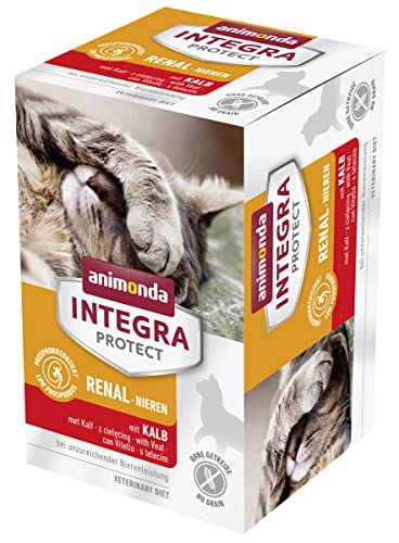 animonda INTEGRA PROTECT Nassfutter Katze, Integra Protect Adult Renal Katzenfutter, Nierenfutter bei Niereninsuffizienz, für Katzen, mit Kalb, 6 x 100g von Animonda Integra Protect