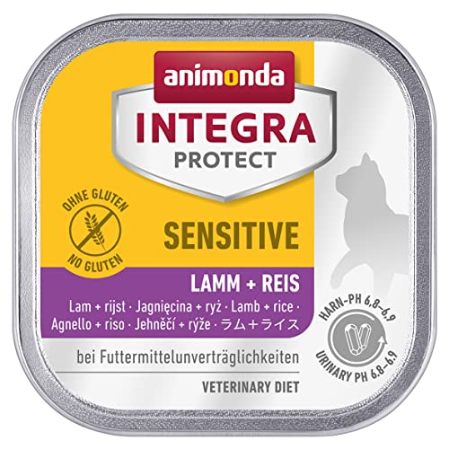 animonda Integra Protect Katze Sensitive, Diät Katzenfutter, Nassfutter bei Futtermittelallergie, mit Lamm + Reis, 16 x 100 g von Animonda Integra Protect