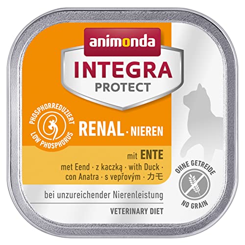 animonda Integra Protect Nieren Katzen, Nassfutter bei Niereninsuffizienz, mit Ente, 16 x 100 g von Animonda Integra Protect