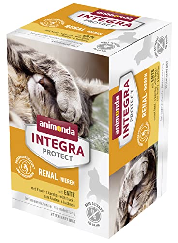 animonda Integra Protect Nassfutter Katze, Integra Protect Adult Renal Katzenfutter, Nierenfutter Katze bei Niereninsuffizienz, Nassfutter für Katzen, mit Ente, 6 x 100g von animonda Integra Protect