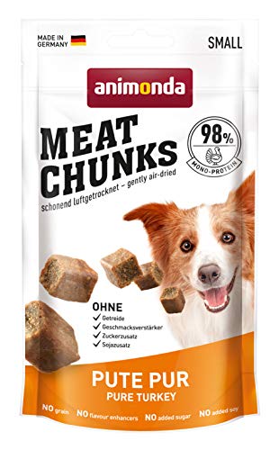 animonda Meat Chunks, Fleischsnacks für ausgewachsene Hunde, Pute pur, Small, 60 g von animonda Vom Feinsten