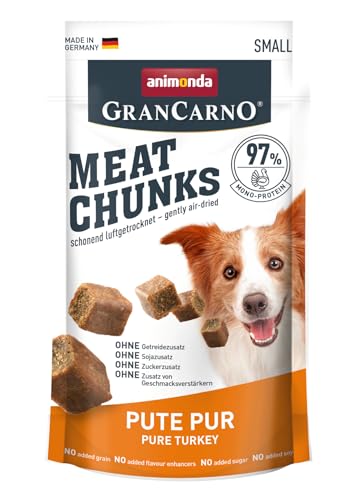 animonda Meat Chunks, Fleischsnacks für ausgewachsene Hunde, Pute pur, Small, 60 g von animonda Vom Feinsten