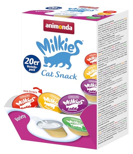 animonda milkies Katzenmilch Mix Variety, Katzenmilch portioniert, 4 X 20 Cups mit 4 verschiedenen Sorten á 15 g von animonda milkies Katzenmilch