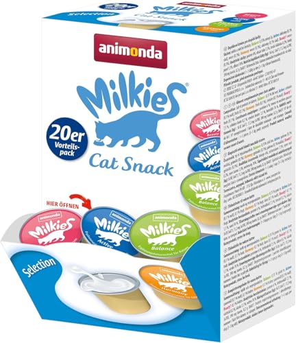 animonda Milkies Selection (20 Cups à 15 g), leicht verdauliche Katzenmilch für erwachsene Katzen, praktisches Vorteilspack mit 20 Katzenmilch Cups, Milch-Snack ohne Soja und Zucker animonda Milkies Selection (20 Cups à 15 g), leicht verdauliche Katzenmilch für erwachsene Katzen, praktisches Vorteilspack mit 20 Katzenmilch Cups, Milch-Snack ohne Soja und Zucker von animonda Milkies