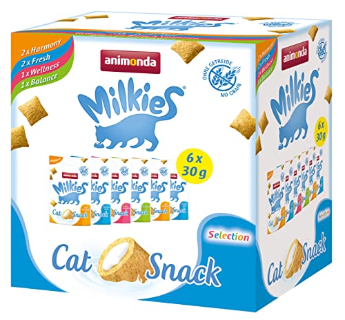 animonda Milkies Selection Mixpack, getreidefreie Knusperkissen für Katzen, Katzensnack, Multipack 6 x 30 g von animonda Milkies