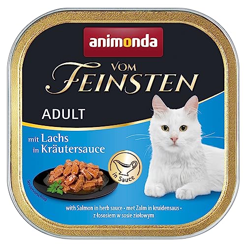 Animonda Vom Feinsten Adult Katzenfutter, Nassfutter für ausgewachsene Katzen, mit Lachs in Kräutersauce, 32 x 100 g von animonda Vom Feinsten