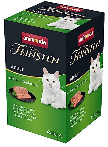 Animonda Vom Feinsten Adult Katzenfutter, Nassfutter für ausgewachsene Katzen, mit Pute + Kaninchen, 6 x 100 g von animonda Vom Feinsten